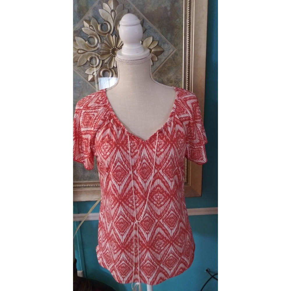Coral Aztec top